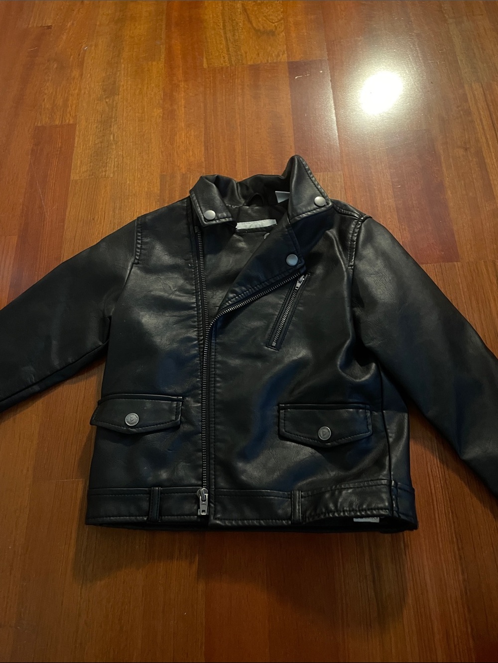 Zara Kids Black Faux Leather Biker Jacket